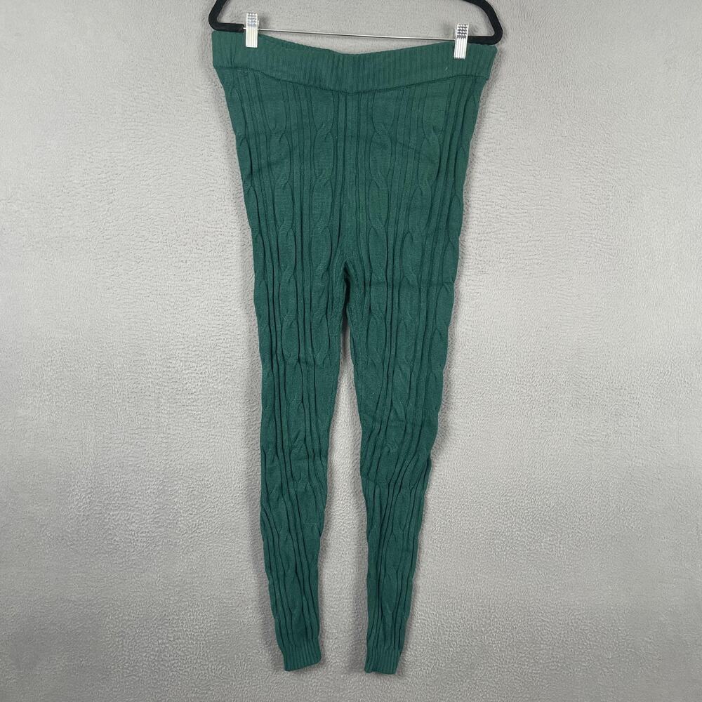 Torrid Sleep Pants Womens 2 2X Green Cable Knit Lounge Leggings Plus Size